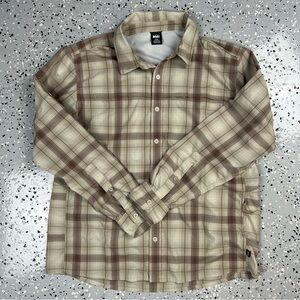 REI Beige and Brown Plaid Shirt